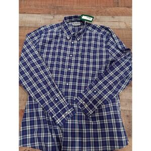 Barbour Shirt Tailored Fit XL Extra Large Men's Long Sleeve Navy Check 2396